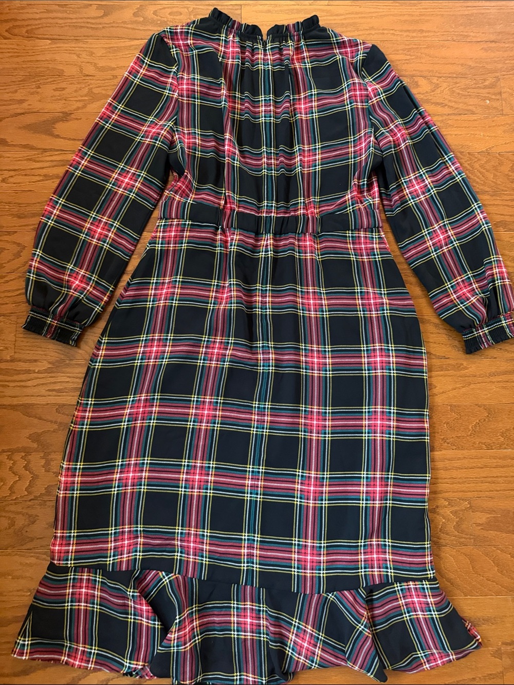 J. Crew Ruffleneck peasant dress plaid midi - Picture 6 of 7